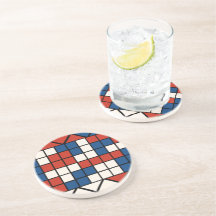 Red White Blue Abstract Beverage Coaster
