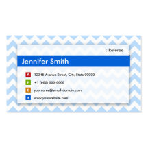 Referee - Modern Blue Chevron Business Card Templates