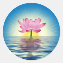 Réflexion de Lotus Autocollant Rond