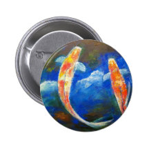 Réflexions de nuage de poissons de Koi Badge Avec Épingle