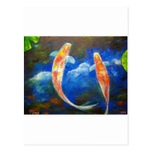 Réflexions de nuage de poissons de Koi Carte Postale