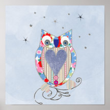Regard mignon F de point de croix d'impression d'i Posters