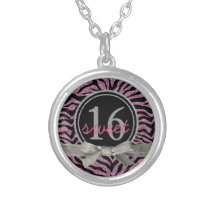 Regard noir rose de scintillement de motif de zèbr pendentifs