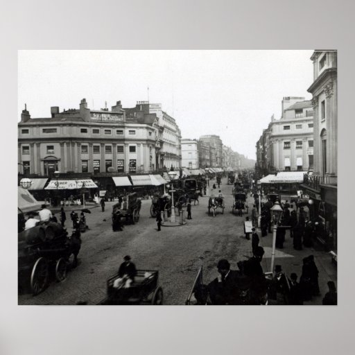 Regardez en bas de la rue d'Oxford, Londres, c.189 Poster