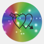 regenbogen avec des astérisques et coeur autocollants ronds