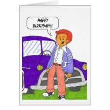 REGGIE ET SA 1949 VOITURE, joyeux anniversaire ! ! Cartes