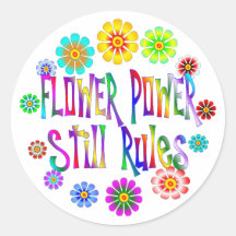 Règles de flower power autocollant rond