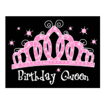 Reine d'anniversaire de diadème cartes postales