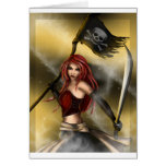 Reine de pirate avec le drapeau cartes