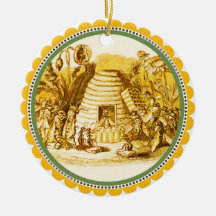 REINE DES ABEILLES DE MIEL DANS SKEP/APICULTEUR DÉCORATIONS DE NOËL
