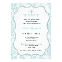 Religieux floral bleu savoureux faire-parts
