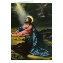Religion vintage, Jésus-Christ priant, Gethsemane Carte De Vœux