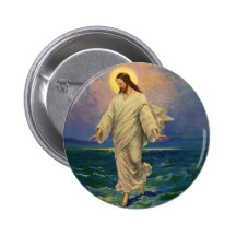 Religion vintage, Jésus marchant sur le portrait d Badges