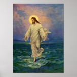 Religion vintage, Jésus marchant sur le portrait d Posters