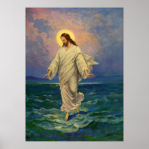 Religion vintage, Jésus marchant sur le portrait d Posters