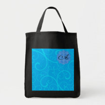Remous de bleu de monogramme sac fourre-tout