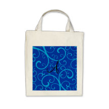 Remous de bleu de monogramme sacs en toile