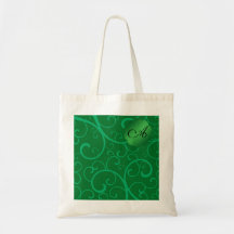 Remous de vert de monogramme sac de toile
