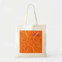 Remous d'orange de monogramme sacs fourre-tout