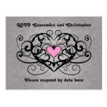 Remous et coeurs de romance gothique épousant RSVP Carte Postale