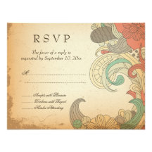 Remous floraux rouge-brun vintages épousant la car invitations