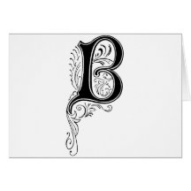 Remous floraux vintages noirs du monogramme B Carte De Vœux