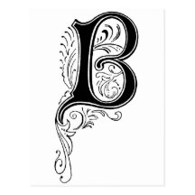 Remous floraux vintages noirs du monogramme B Carte Postale