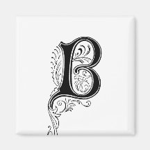 Remous floraux vintages noirs du monogramme B Aimant