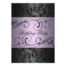 Remous invitation d'anniversaire noir et de pourpr