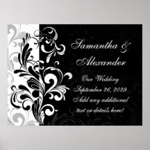 Remous noir et blanc contemporain affiche