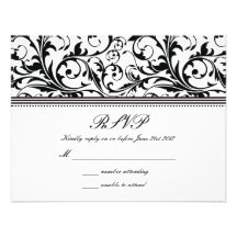 Remous noir et blanc épousant RSVP Cartons D'invitation