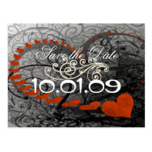 Remous rouges de coeur cartes postales