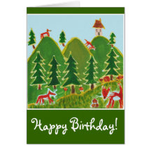 Renards du joyeux anniversaire quatre par les coll carte de vœux