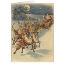 Renne du père noël fournissant le réveillon de Noë Carte De Vœux