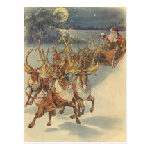 Renne du père noël fournissant le réveillon de Noë Cartes Postales