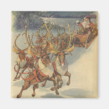 Renne du père noël fournissant le réveillon de Noë Magnets Pour Réfrigérateur