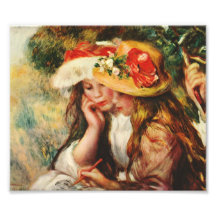 Renoir deux filles lisant dans la copie de jardin photo sur toile