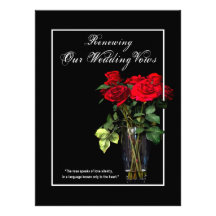 Renouvellement des voeux de mariage - roses rouges cartons d'invitation