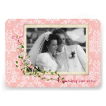 Renouvellement rose de voeu de mariage damassé faire-parts