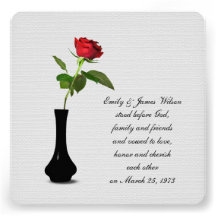 Renouvellement simple de voeu de rose rouge faire-parts