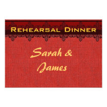 Répétition vintage de mariage de brocard rouge de  invitation