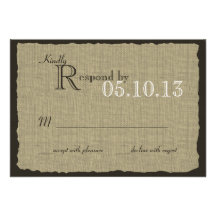 Réponse rustique de mariage de regard de toile de  cartons d'invitation personnalisés