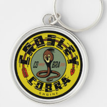 Repro vintage de signe affligé par moteur de cobra porte-clefs