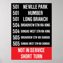 Reproduction CLRV Rollsign (501, 504, 505) de TTC Affiches
