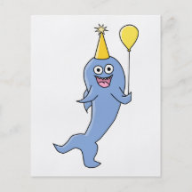 Requin mignon avec le ballon d'anniversaire prospectus en couleur