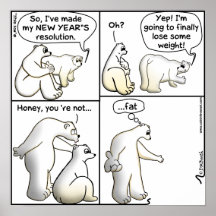 Résolution de nouvelle année d'ours blanc posters