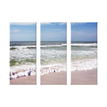 Ressacs sur la plage sablonneuse rose impressions sur toile