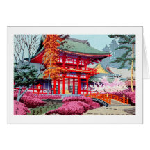 Ressort rouge japonais frais Asano Takeji de templ Carte De Vœux