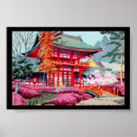 Ressort rouge japonais frais Asano Takeji de templ Affiche