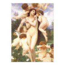 Retour de ressort par Bouguereau, anges vintages Cartons D'invitation Personnalisés